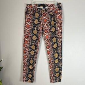Stylish Multicolor Snake Print Women Jeans size 11